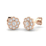 Vintage Diamond Flower Stud Earrings - 0.33ct Yellow Gold
