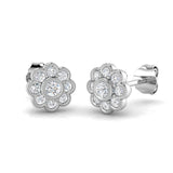 Vintage Diamond Flower Stud Earrings - 0.33ct Yellow Gold