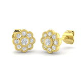 Vintage Diamond Flower Stud Earrings - 0.33ct Yellow Gold