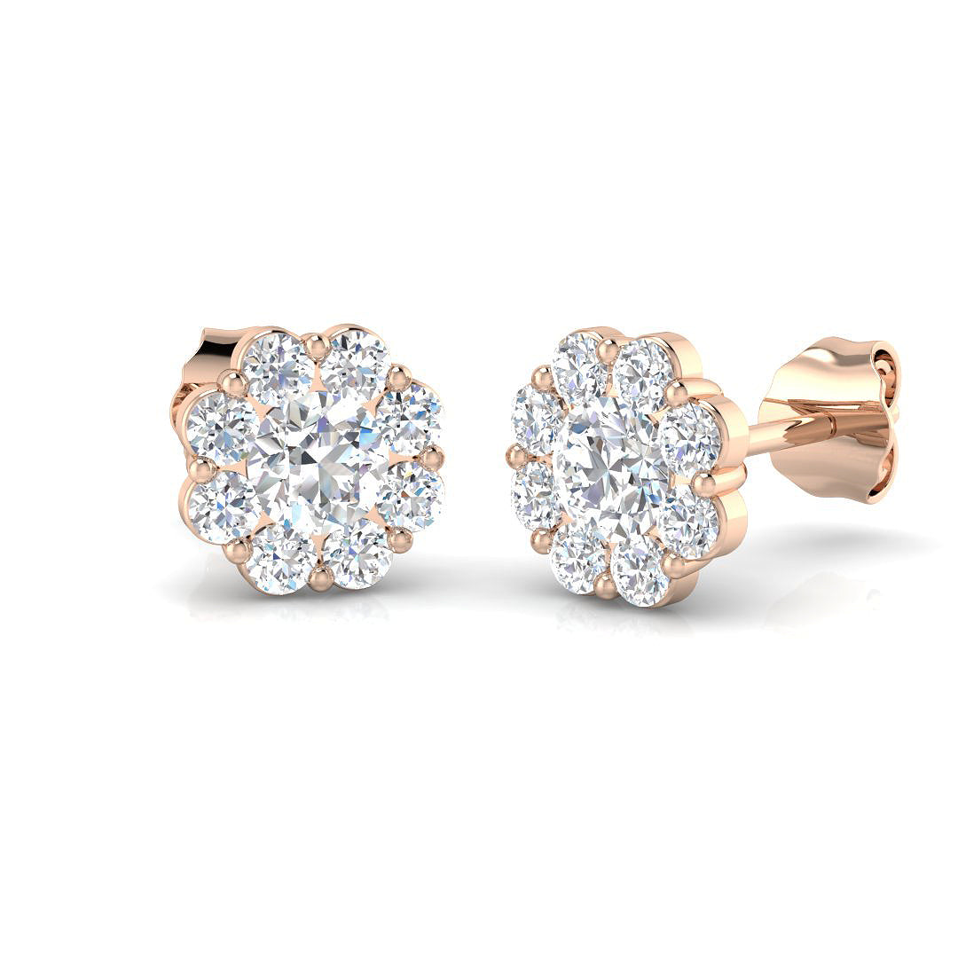 Camia 1ct Gold Cluster Diamond Earrings - Elegant Luxury Jewelry