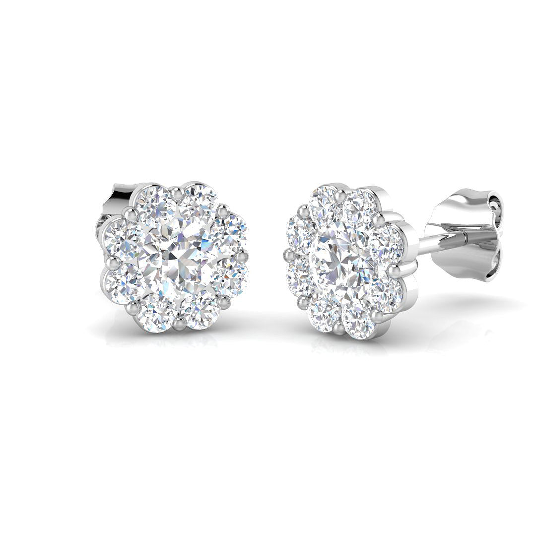 Camia 1ct Gold Cluster Diamond Earrings - Elegant Luxury Jewelry