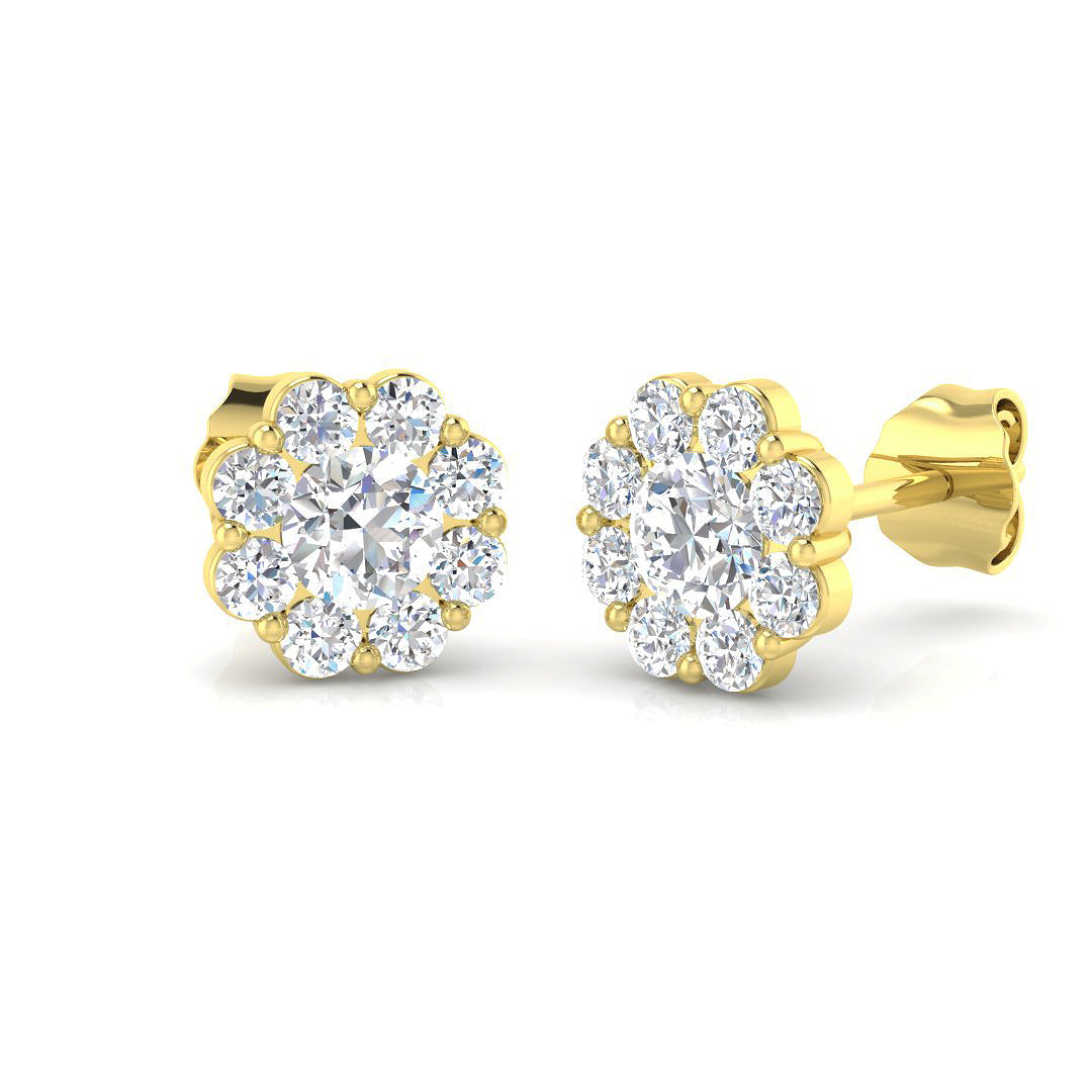 Camia 1ct Gold Cluster Diamond Earrings - Elegant Luxury Jewelry