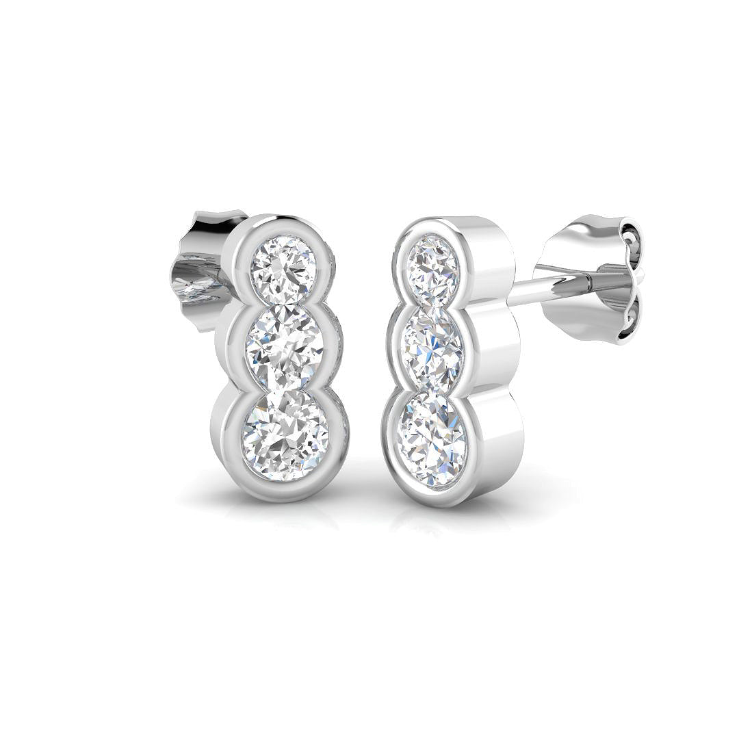 Plum Gold Diamond Drop & Trilogy Earrings - Luxury 0.5ct to 1.5ct