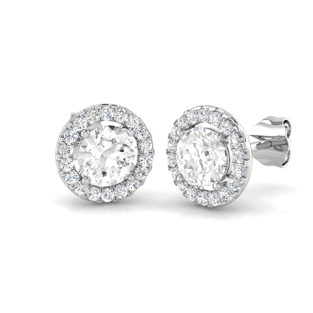 1.39ct Lab Diamond Round Cut Stud Earrings in 9K White Gold