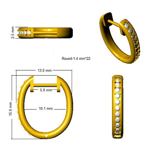 0.25 Ct Natural & Lab-Grown Round Cut Diamond Hoop Earrings | Pavé Setting | 9K/18K Gold, Platinum