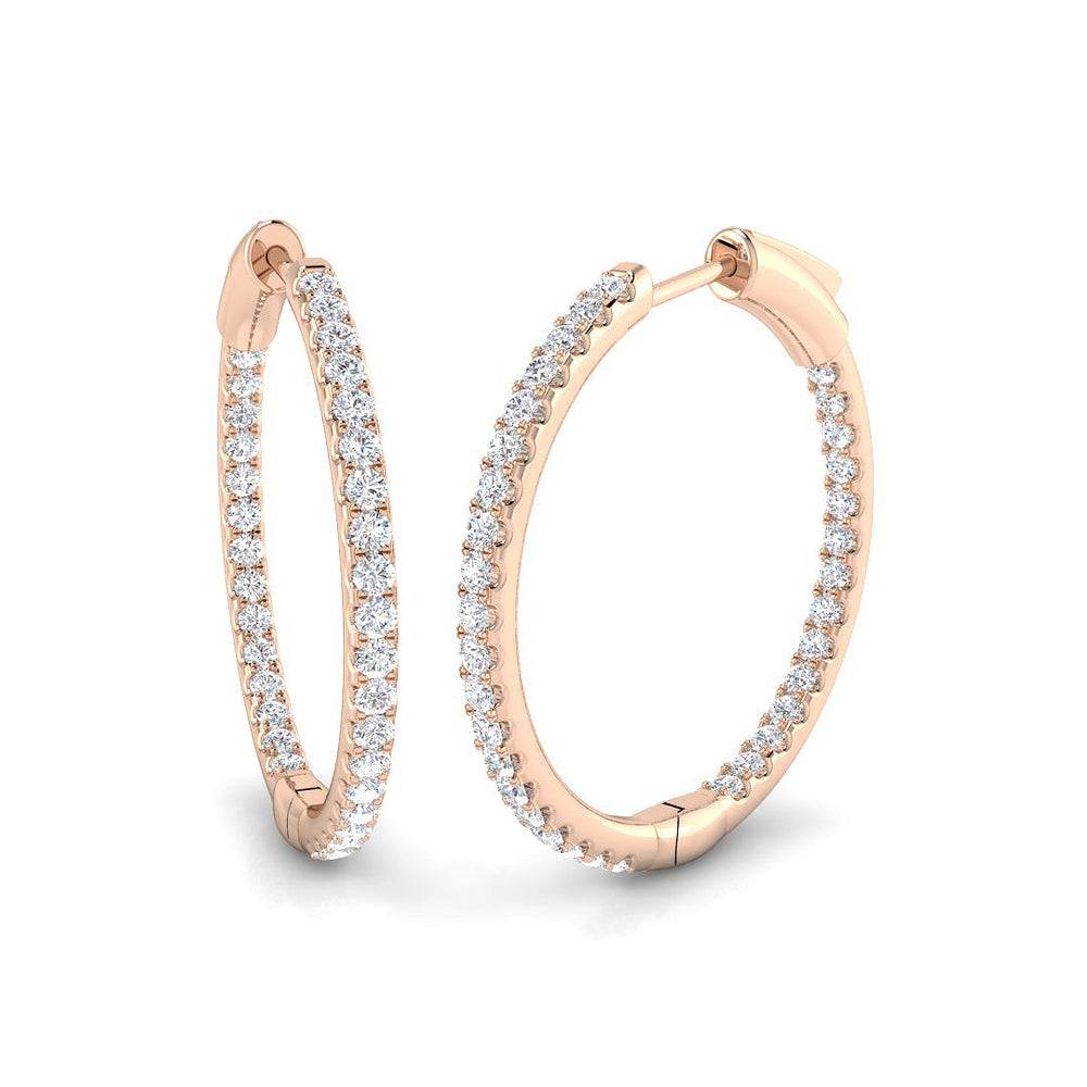 Hoop Earrings - Erevy 0.5ct-1ct Round Cut