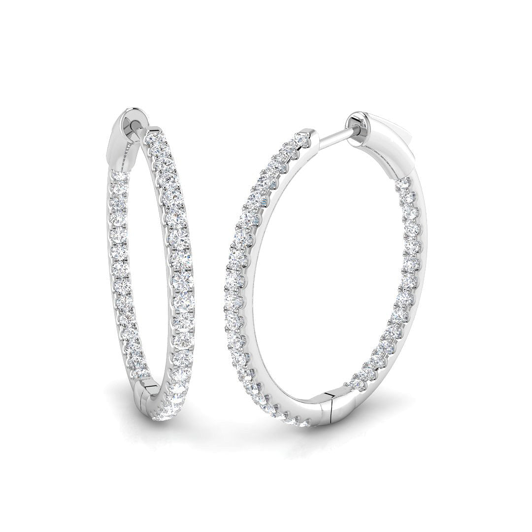Hoop Earrings - Erevy 0.5ct-1ct Round Cut