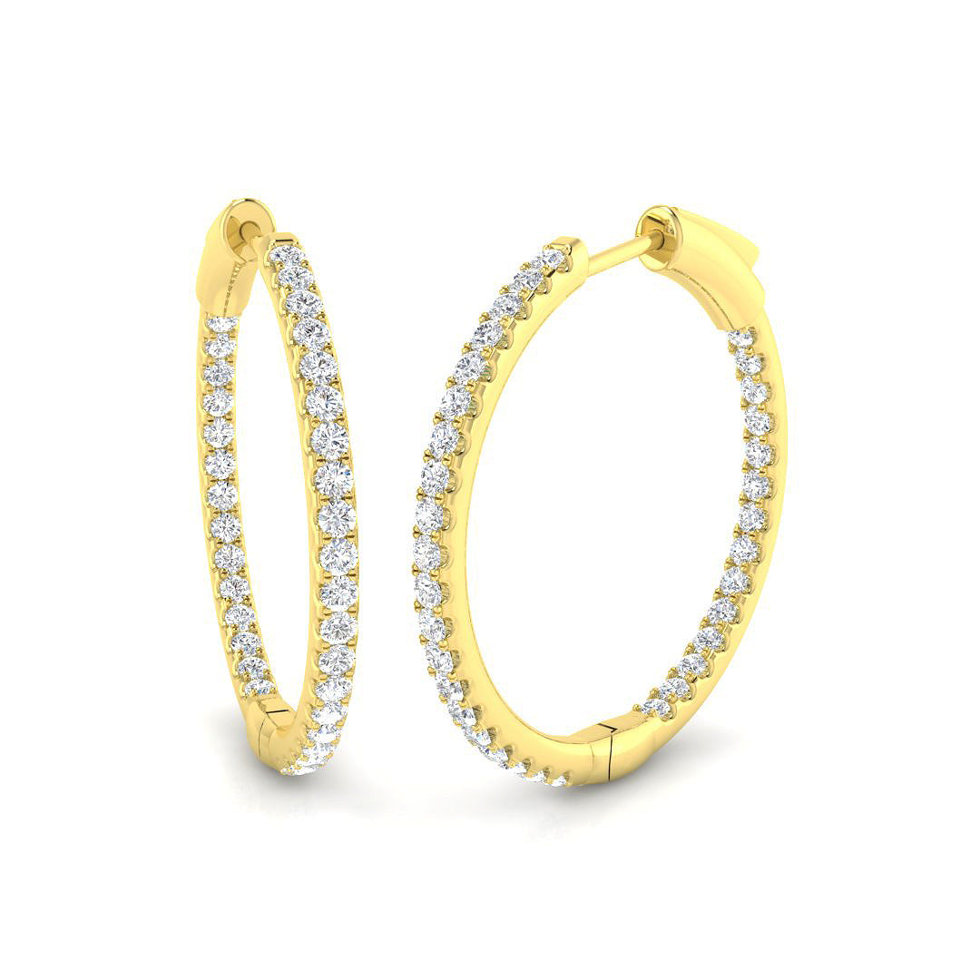 Hoop Earrings - Erevy 0.5ct-1ct Round Cut