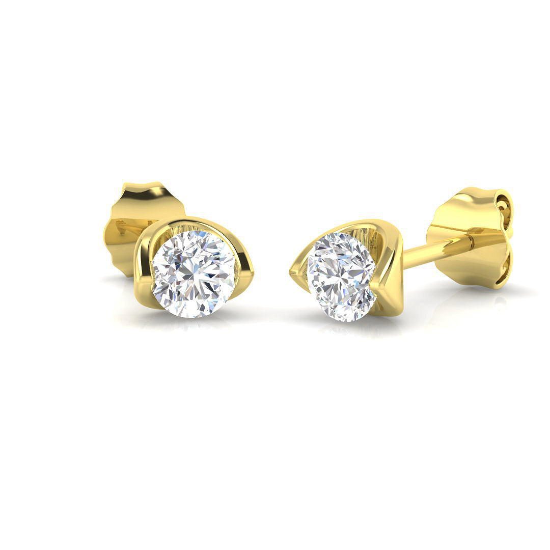 0.50 Ct DE/VVS Round Cut Diamond Stud Earrings | Tension Set – Luxury Design