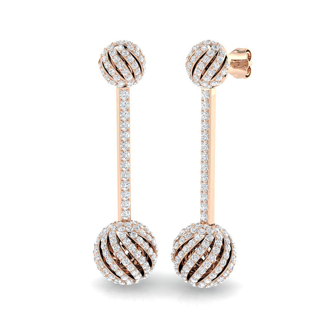 Trofy 2ct Gold Drop & Trilogy Diamond Earrings - Luxurious Elegance