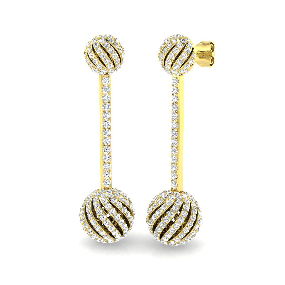 Trofy 2ct Gold Drop & Trilogy Diamond Earrings - Luxurious Elegance