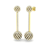 Trofy 2ct Gold Drop & Trilogy Diamond Earrings - Luxurious Elegance
