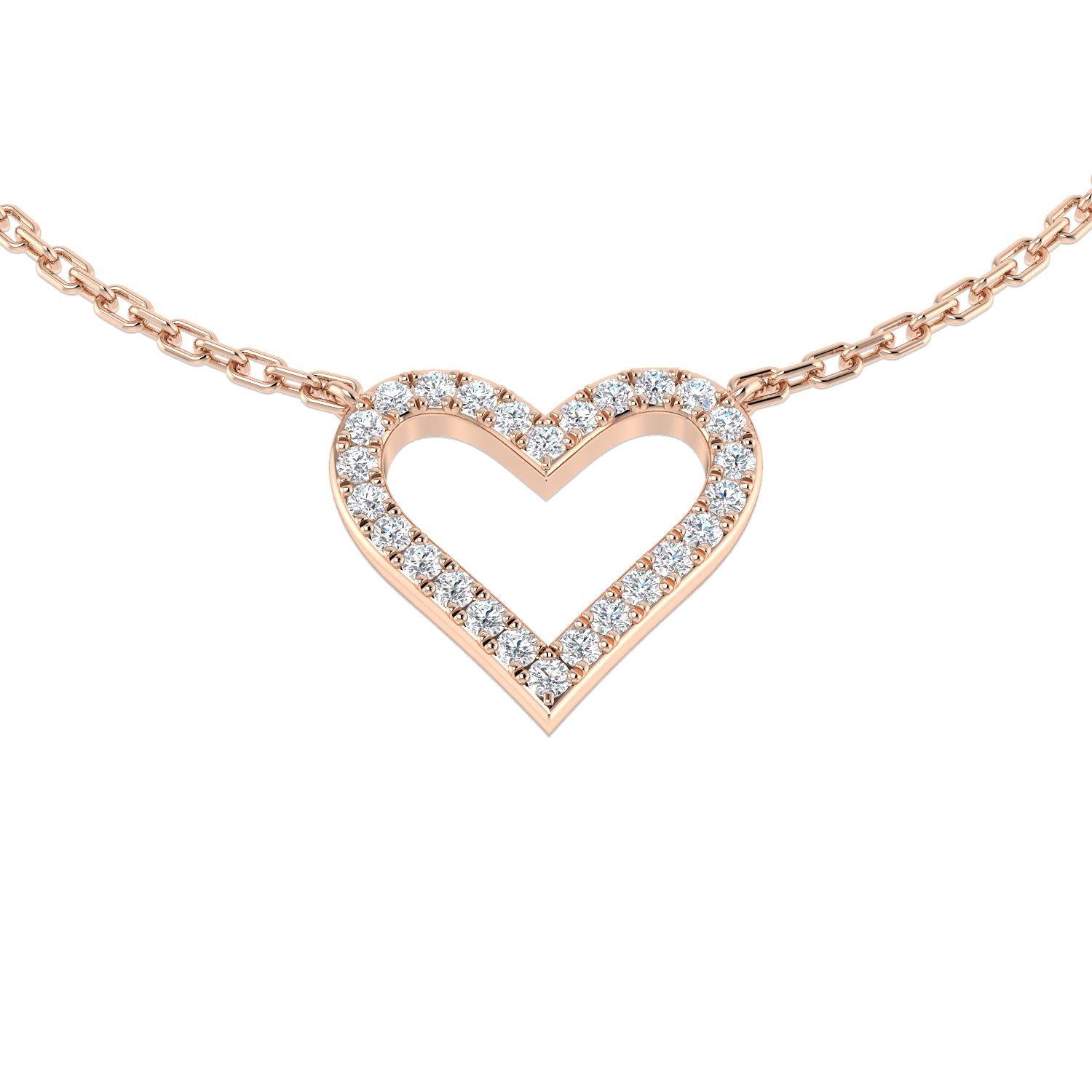 Honor Heart Diamond Necklace 0.1ct Gold Platinum