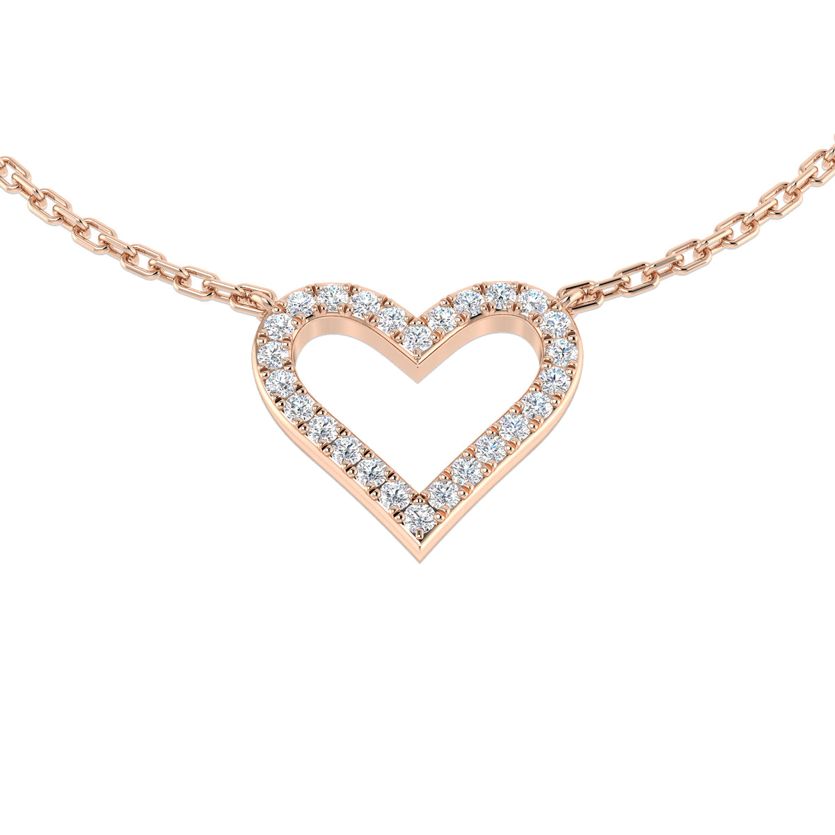 Honor Heart Diamond Necklace 0.1ct Gold Platinum