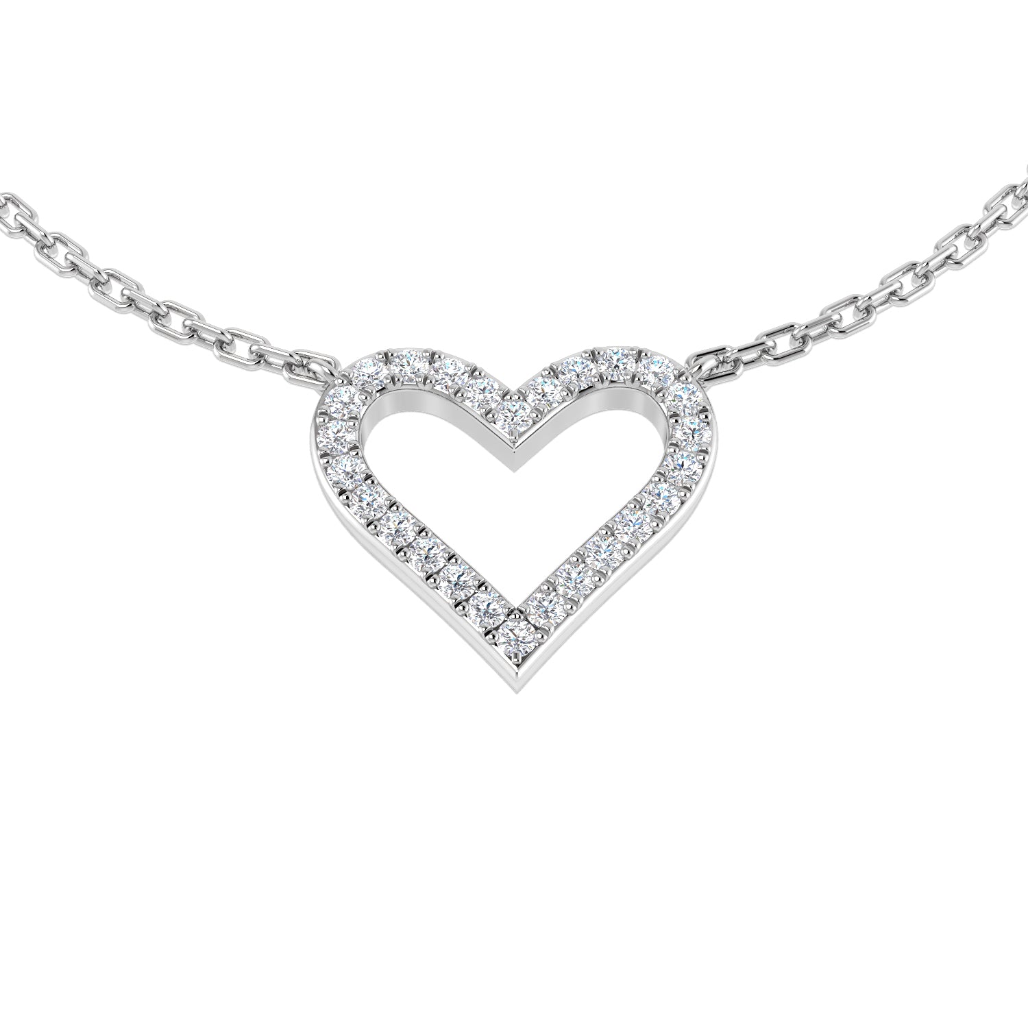 Honor Heart Diamond Necklace 0.1ct Gold Platinum