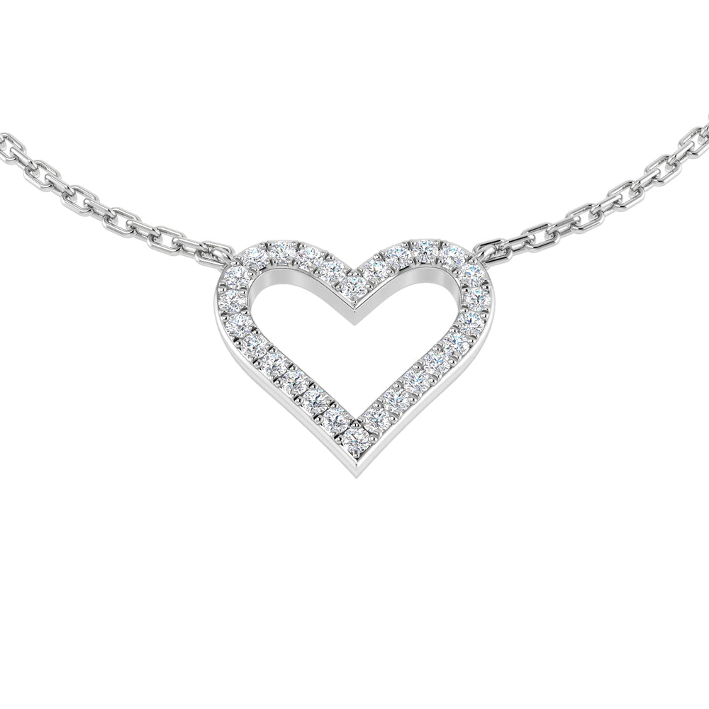 Honor Heart Diamond Necklace 0.1ct Gold Platinum