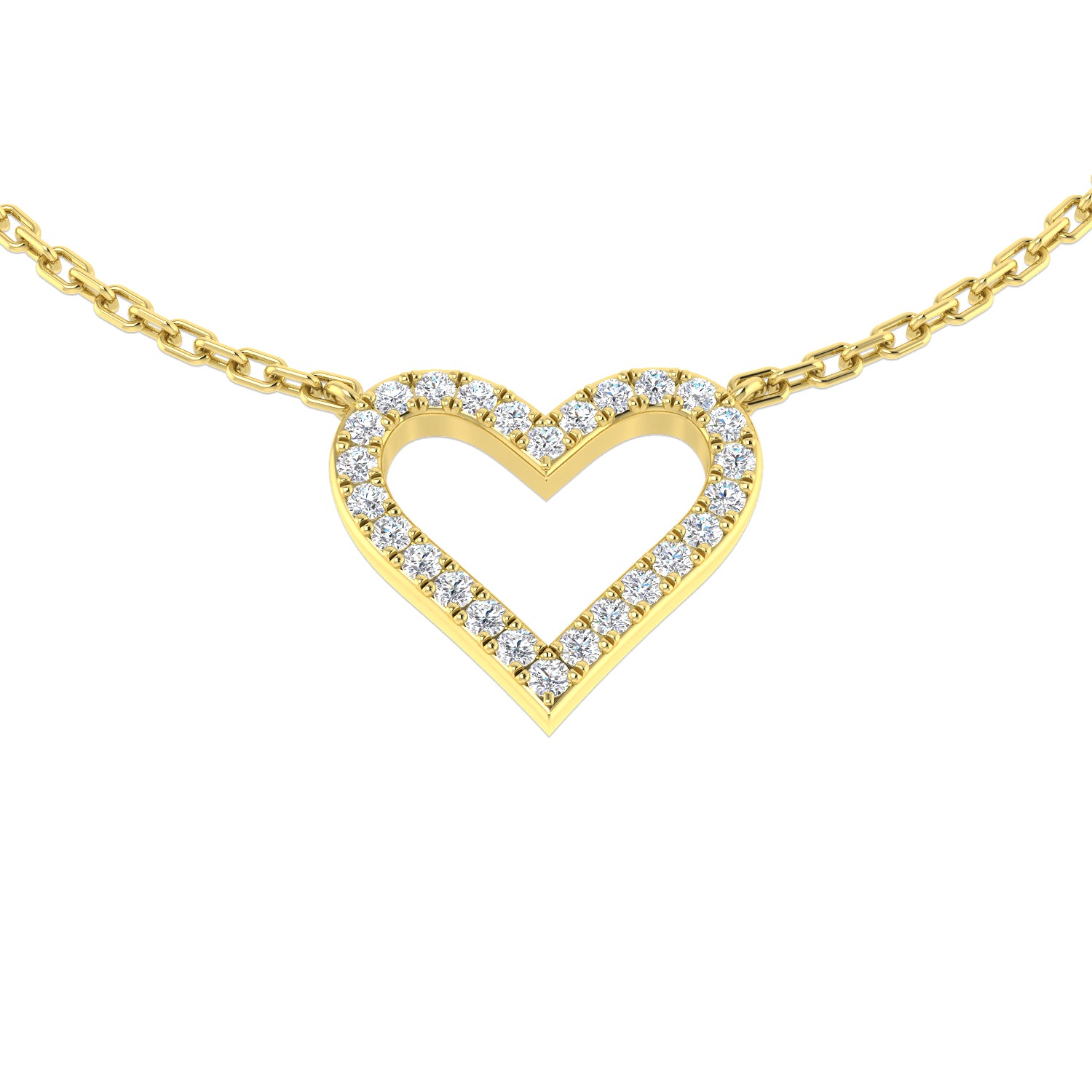 Honor Heart Diamond Necklace 0.1ct Gold Platinum