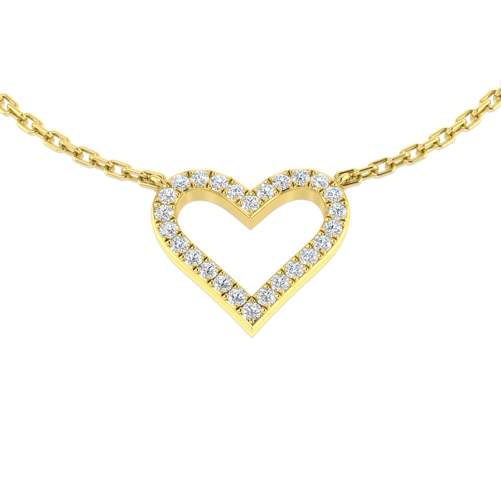 Honor Heart Diamond Necklace 0.1ct Gold Platinum