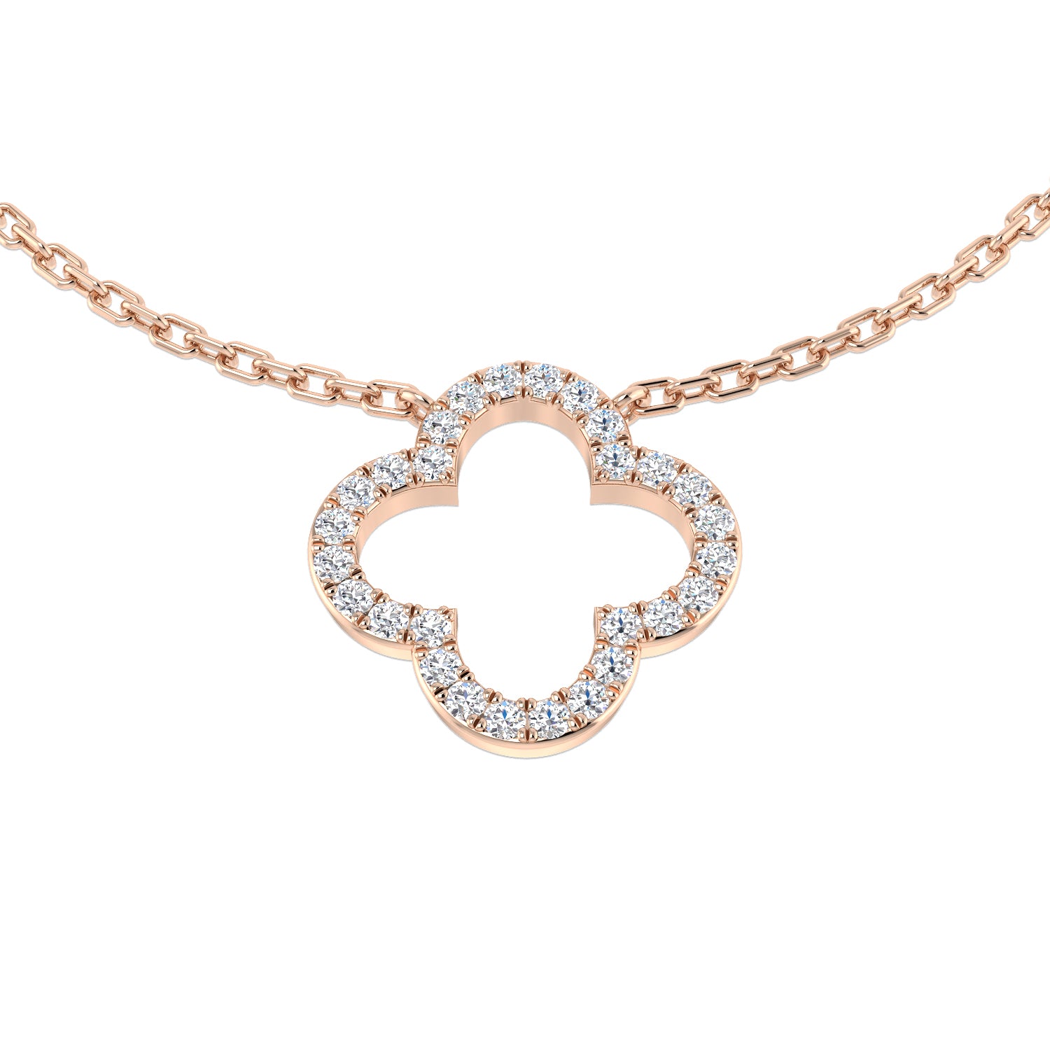 Janet Clover Necklace 0.15ct Diamond Gold Platinum