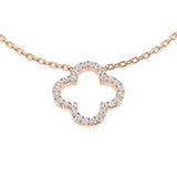 Janet Clover Necklace 0.15ct Diamond Gold Platinum