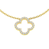 Janet Clover Necklace 0.15ct Diamond Gold Platinum
