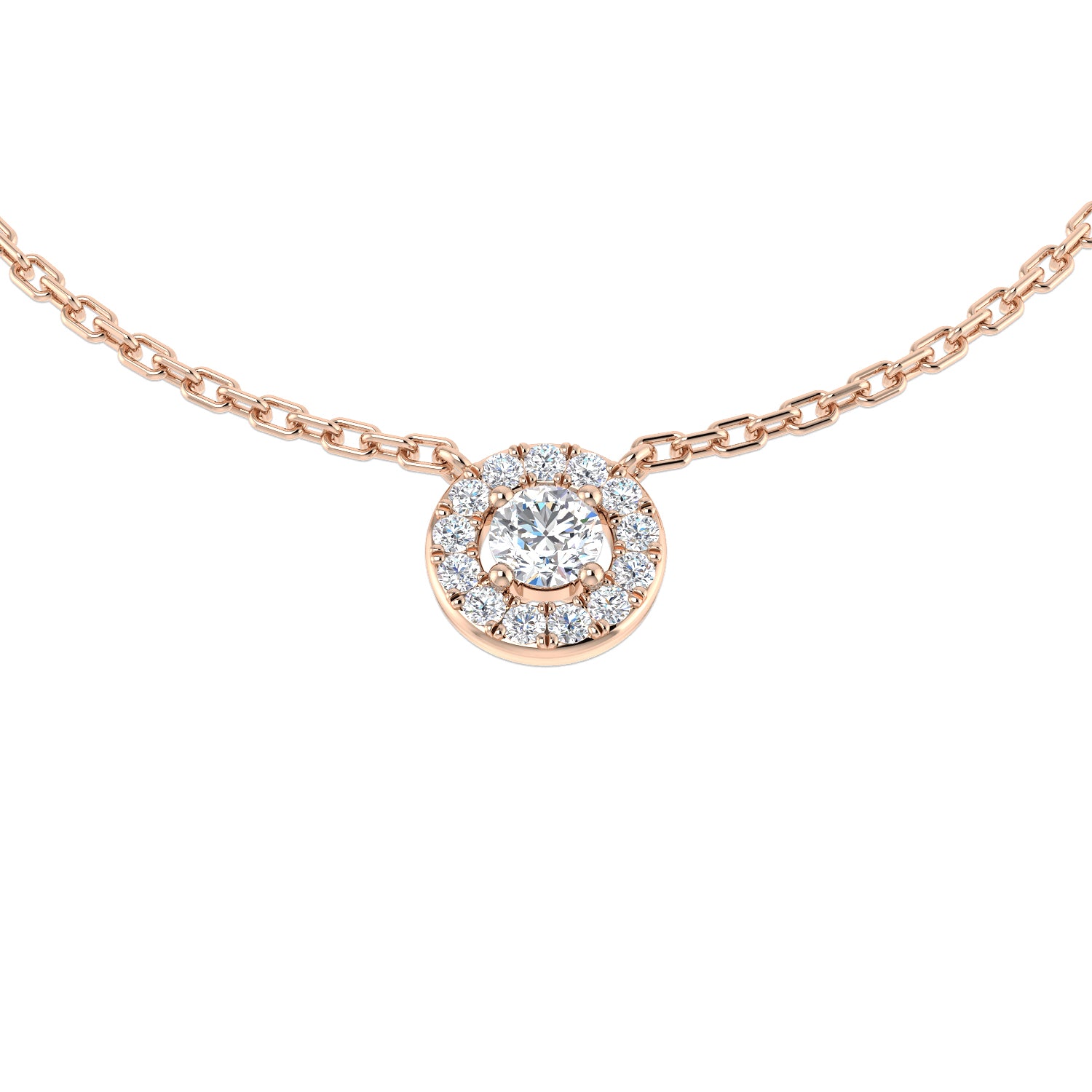 Hope Halo Diamond Necklace 0.15ct to 0.33ct Gold Platinum