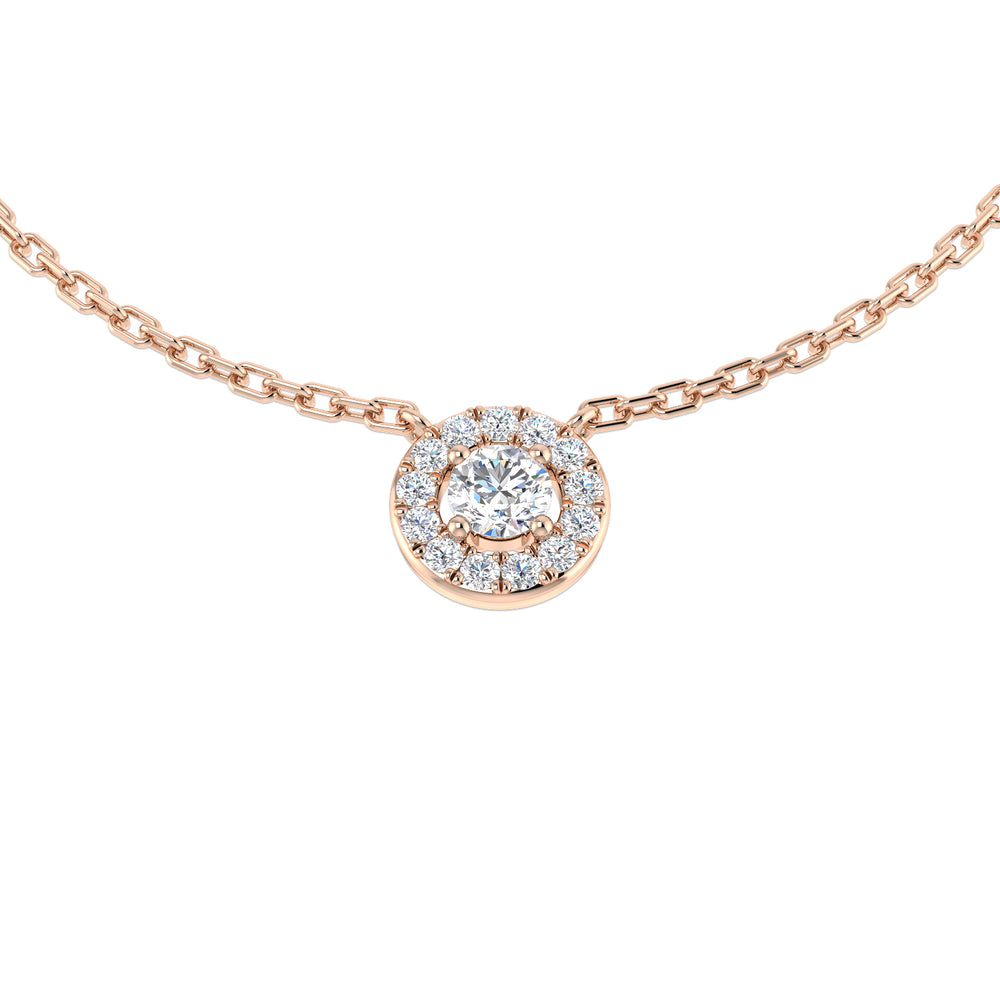 Hope Halo Diamond Necklace 0.15ct to 0.33ct Gold Platinum