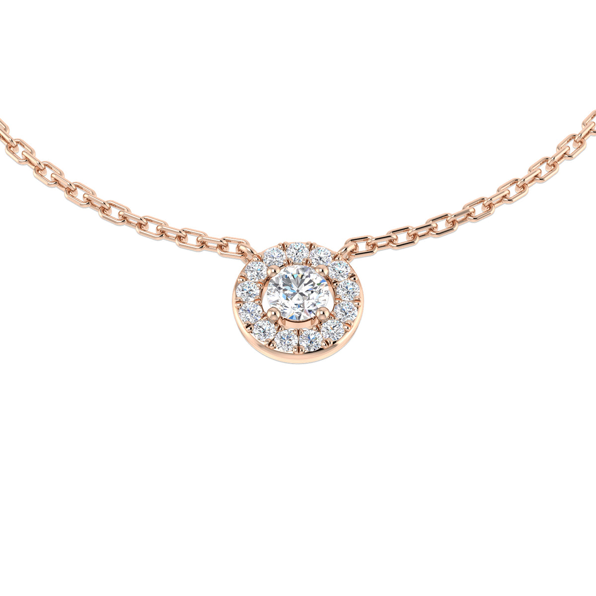 Hope Halo Diamond Necklace 0.15ct to 0.33ct Gold Platinum
