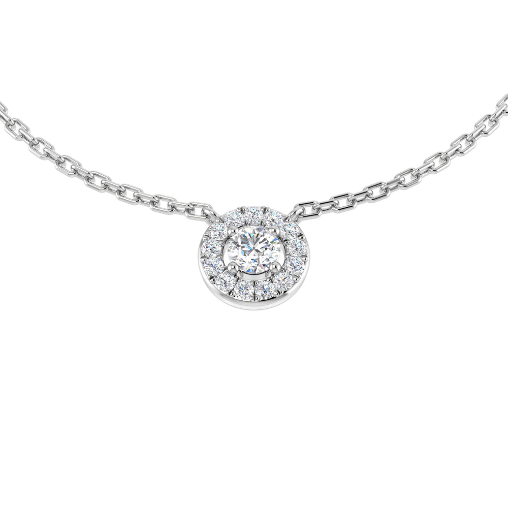 Hope Halo Diamond Necklace 0.15ct to 0.33ct Gold Platinum