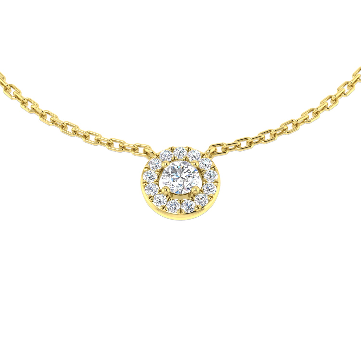 Hope Halo Diamond Necklace 0.15ct to 0.33ct Gold Platinum