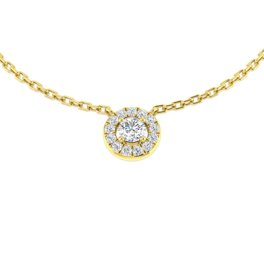Hope Halo Diamond Necklace 0.15ct to 0.33ct Gold Platinum