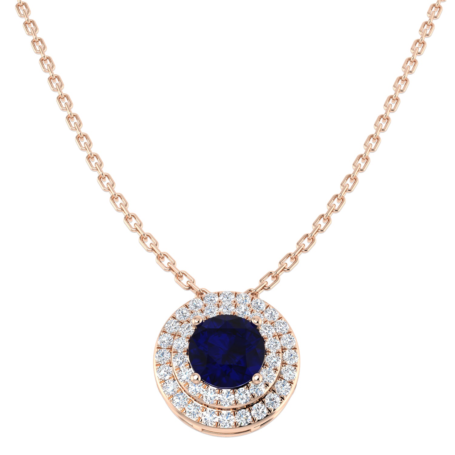 Bield Blue Sapphire Necklace 1ct Gold Platinum