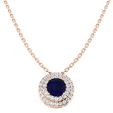 Bield Blue Sapphire Necklace 1ct Gold Platinum