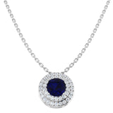 Bield Blue Sapphire Necklace 1ct Gold Platinum