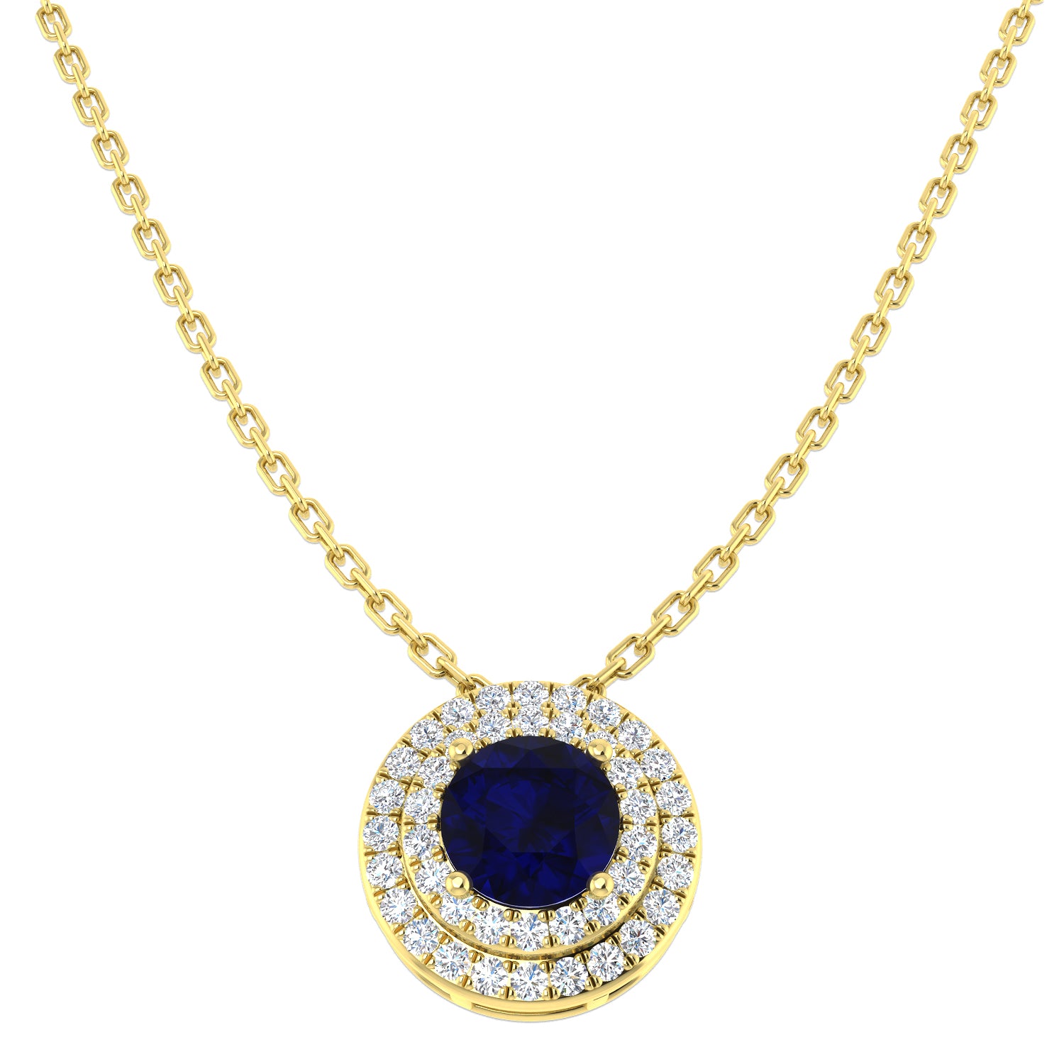 Bield Blue Sapphire Necklace 1ct Gold Platinum