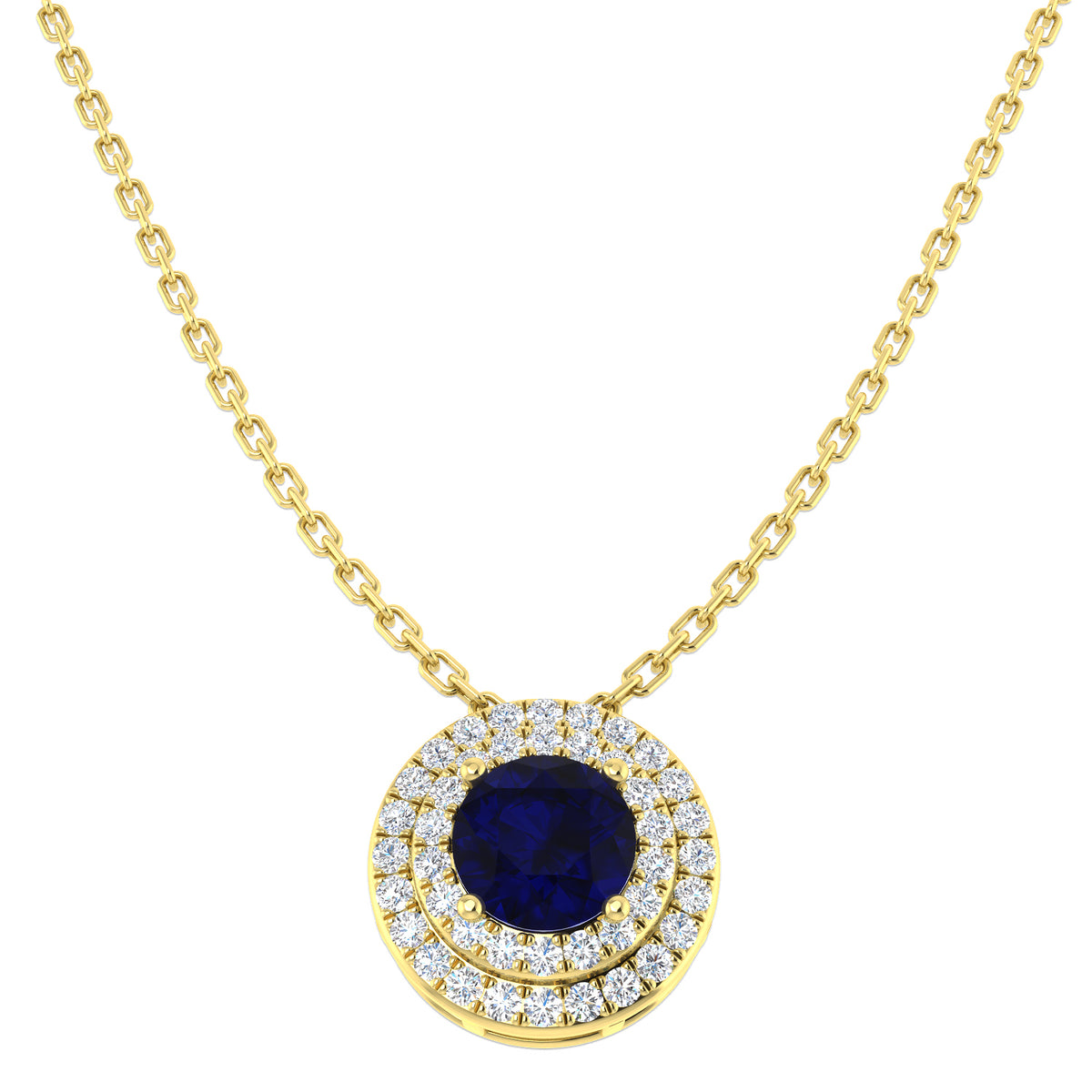 Bield Blue Sapphire Necklace 1ct Gold Platinum
