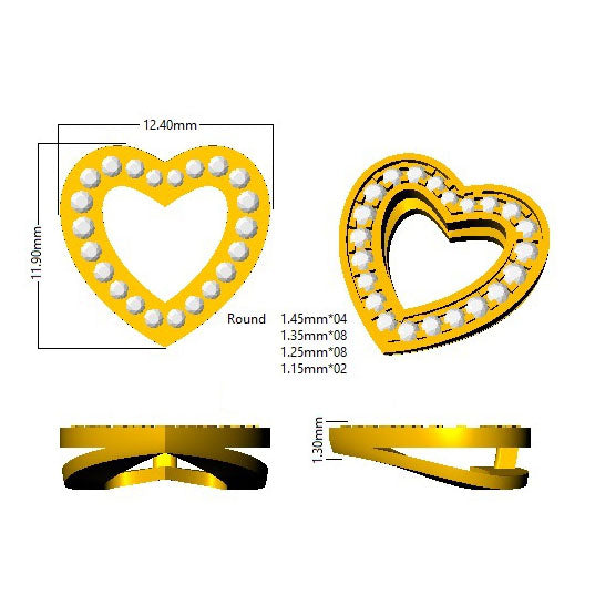 Heart-Shaped Pavé Diamond Pendant | Pavé Heart Diamond Pendant Without Chain