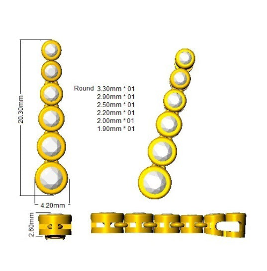 Vertical Diamond Drop Pendant Bezel Set 5 Stone Design in Gold