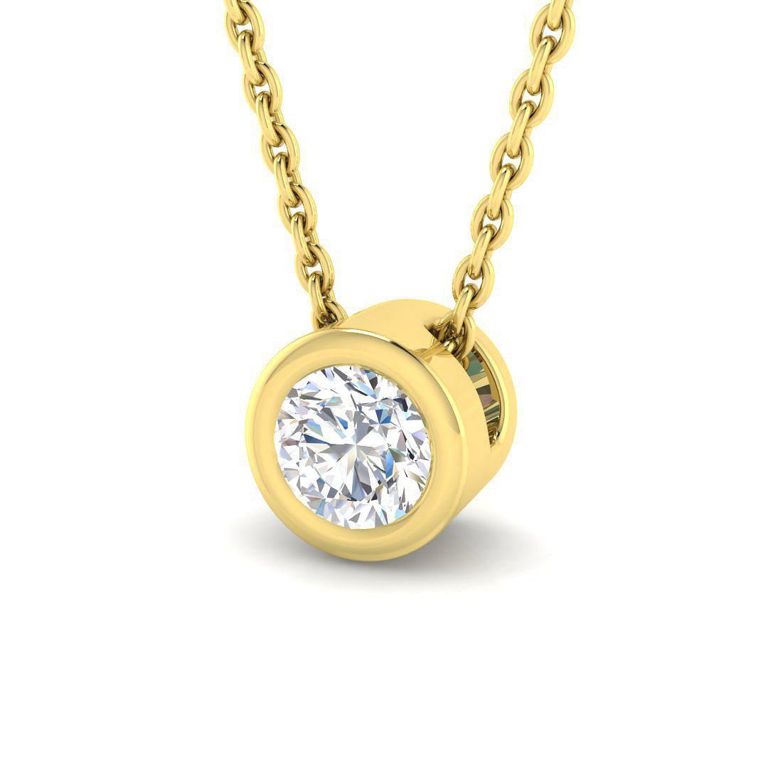 0.3 Carat D-E/VS Lab Grown Round Diamond Solitaire Pendant 9k Yellow Gold ,Ready To Ship