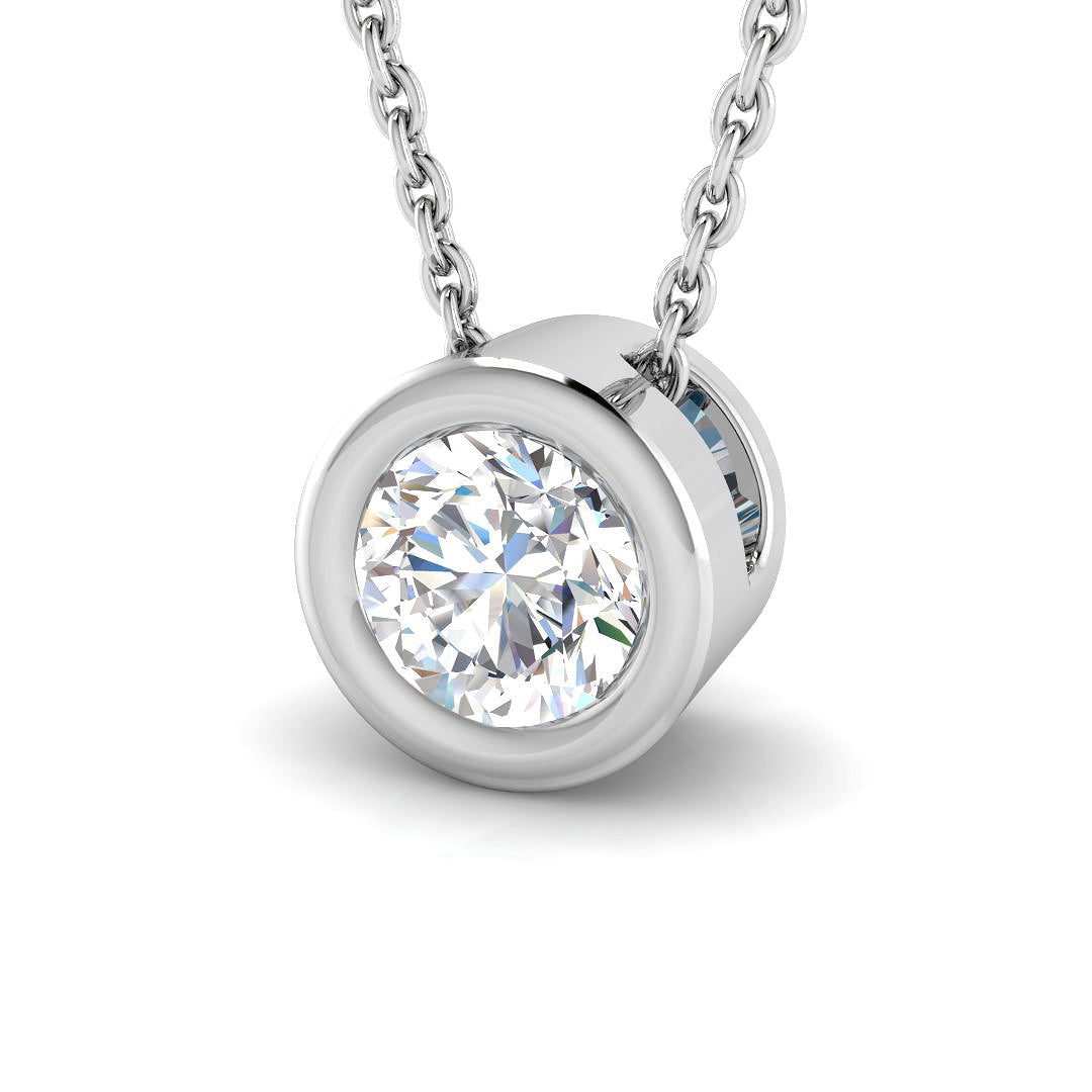 0.5 Carat D-E/VS Lab Grown Round Diamond Solitaire Pendant 9k White Gold Ready To Ship