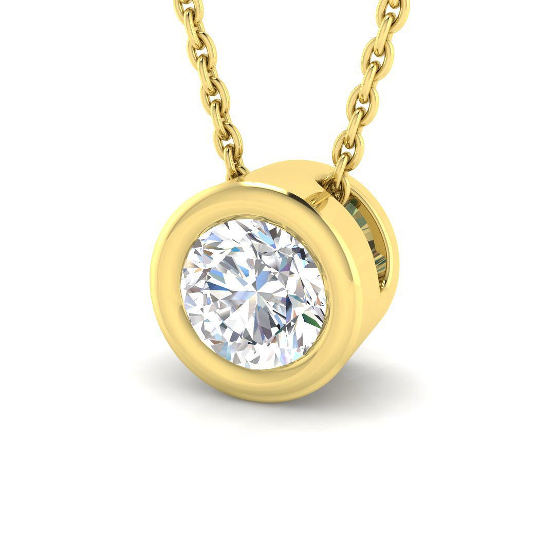 0.50 Ct D-E/VS Lab Grown Diamond Solitaire Pendant 9k Yellow Gold Ready To Ship
