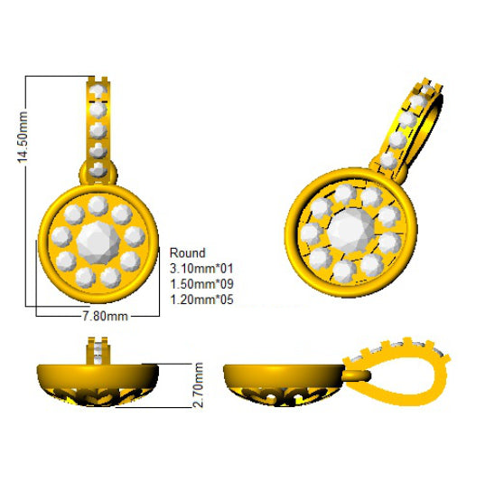 Poppy Diamond Cluster Pendant 0.3ct Gold (Without Chain )