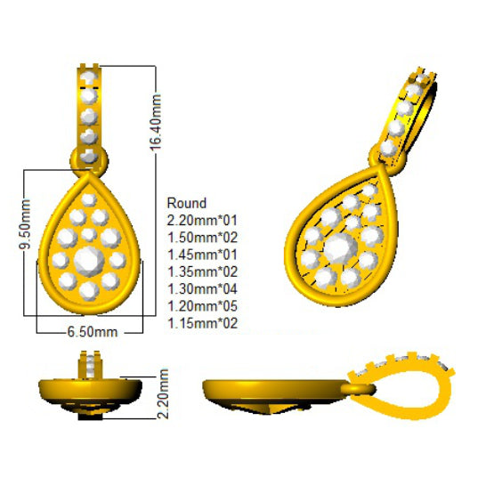 Peony Diamond Cluster Pendant 0.2ct Gold (Without Chain )