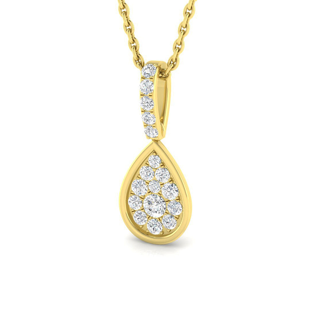 Peony Diamond Cluster Pendant 0.2ct Gold (Without Chain )