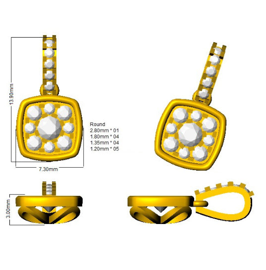 Phlox Cluster Pendant 0.25ct Diamond Gold (Without Chain )