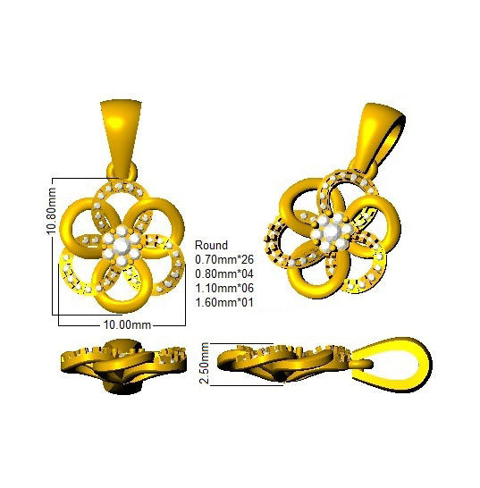 Dill Diamond Pendant 0.1ct to 0.33ct Gold (Without Chain )