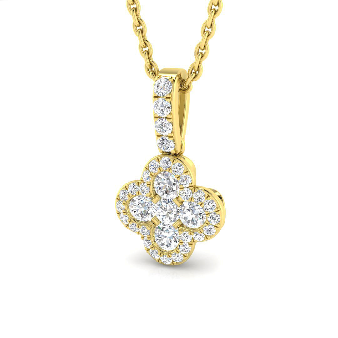 Meg Clover Pendant 0.3ct to 1ct  Gold Diamond(Without Chain )