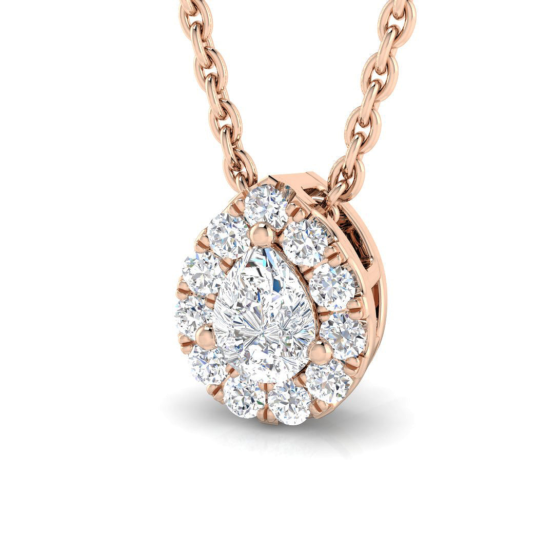 Crane Halo Pendant 0.2ct to 0.3ct Gold  Diamond(Without Chain )