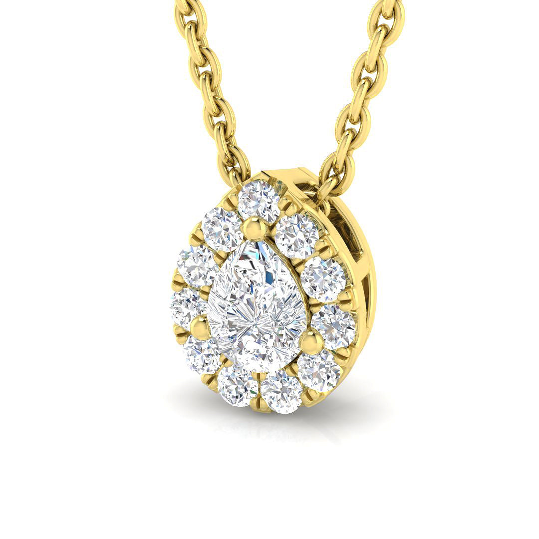 Crane Halo Pendant 0.2ct to 0.3ct Gold  Diamond(Without Chain )