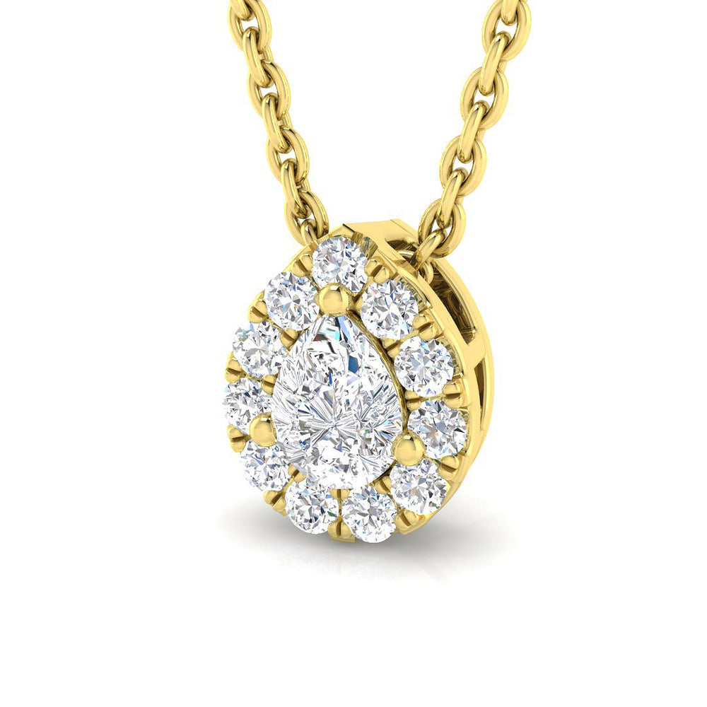 Crane Halo Pendant 0.2ct to 0.3ct Gold  Diamond(Without Chain )